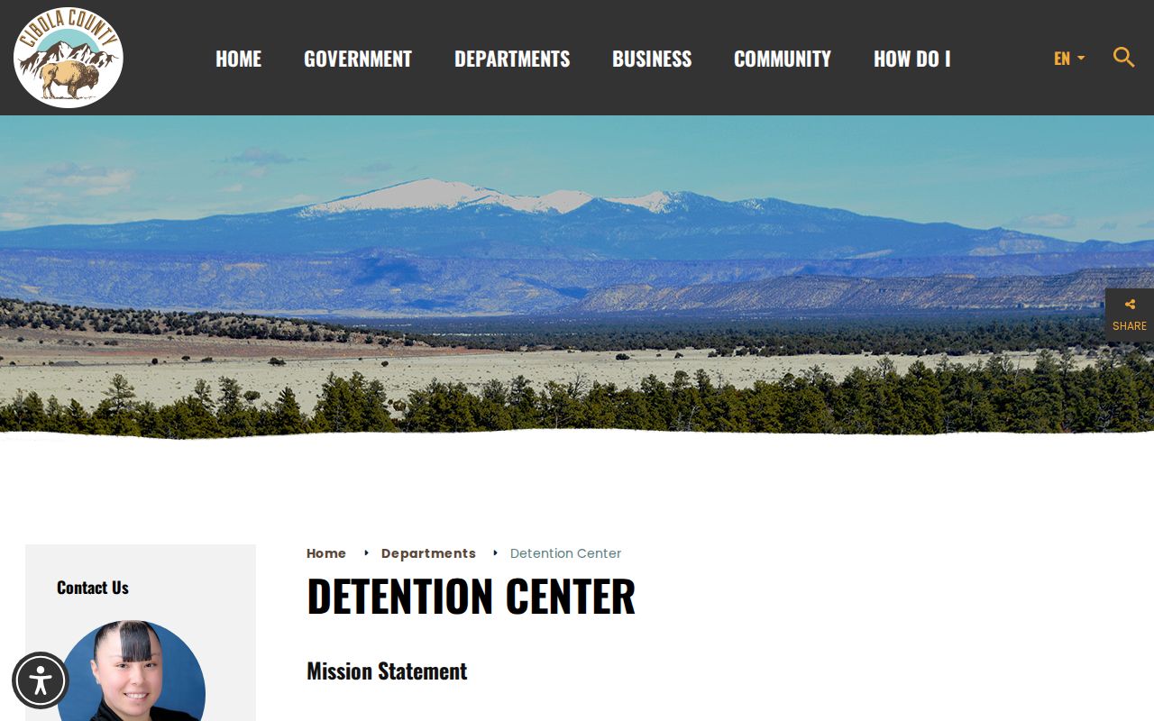Cibola County 24-hour release inquiry route on the county detention page